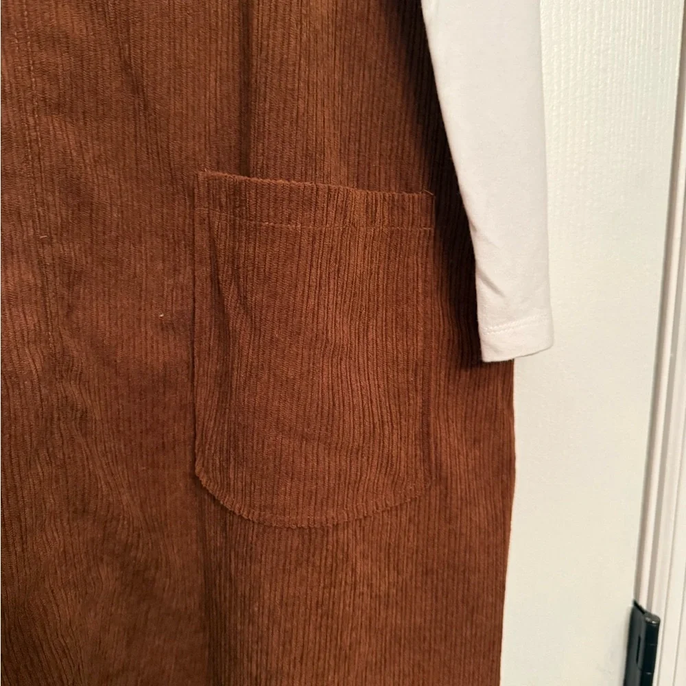 Brown Corduroy Overall Dress medium large $89 Anthropologie - Picture 2 of 6